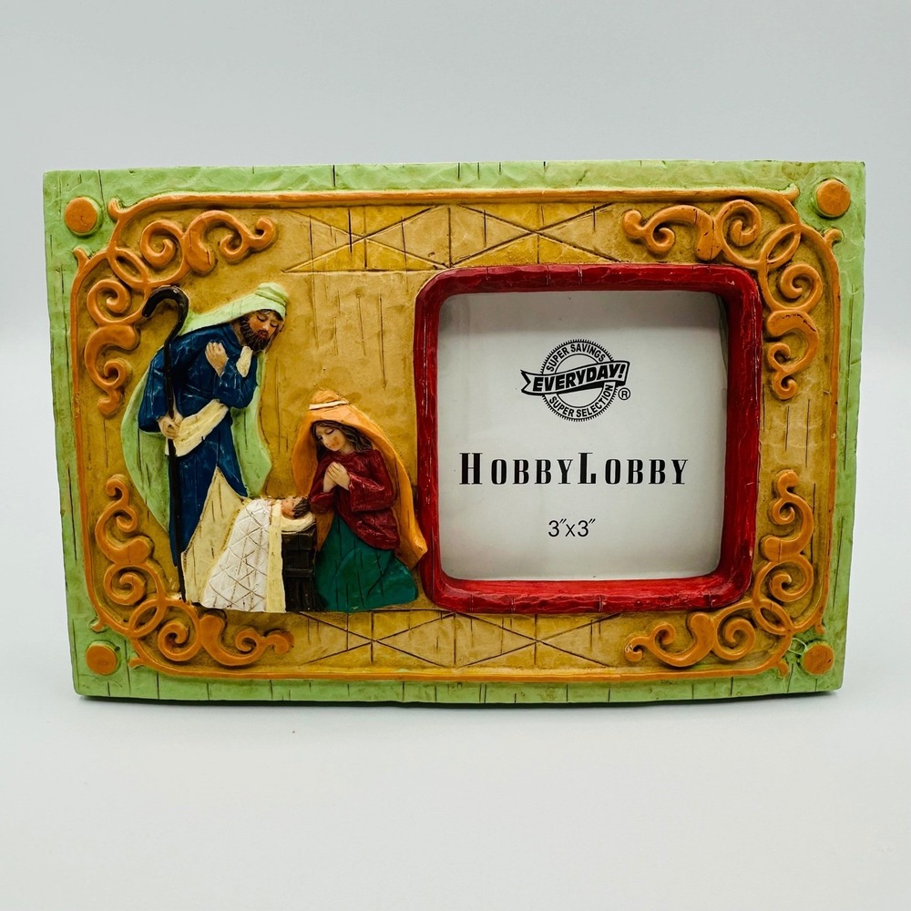 Nativity Picture Frame Christmas 3D 3x3 Photo Resin Relief Hobby Lobby Holiday